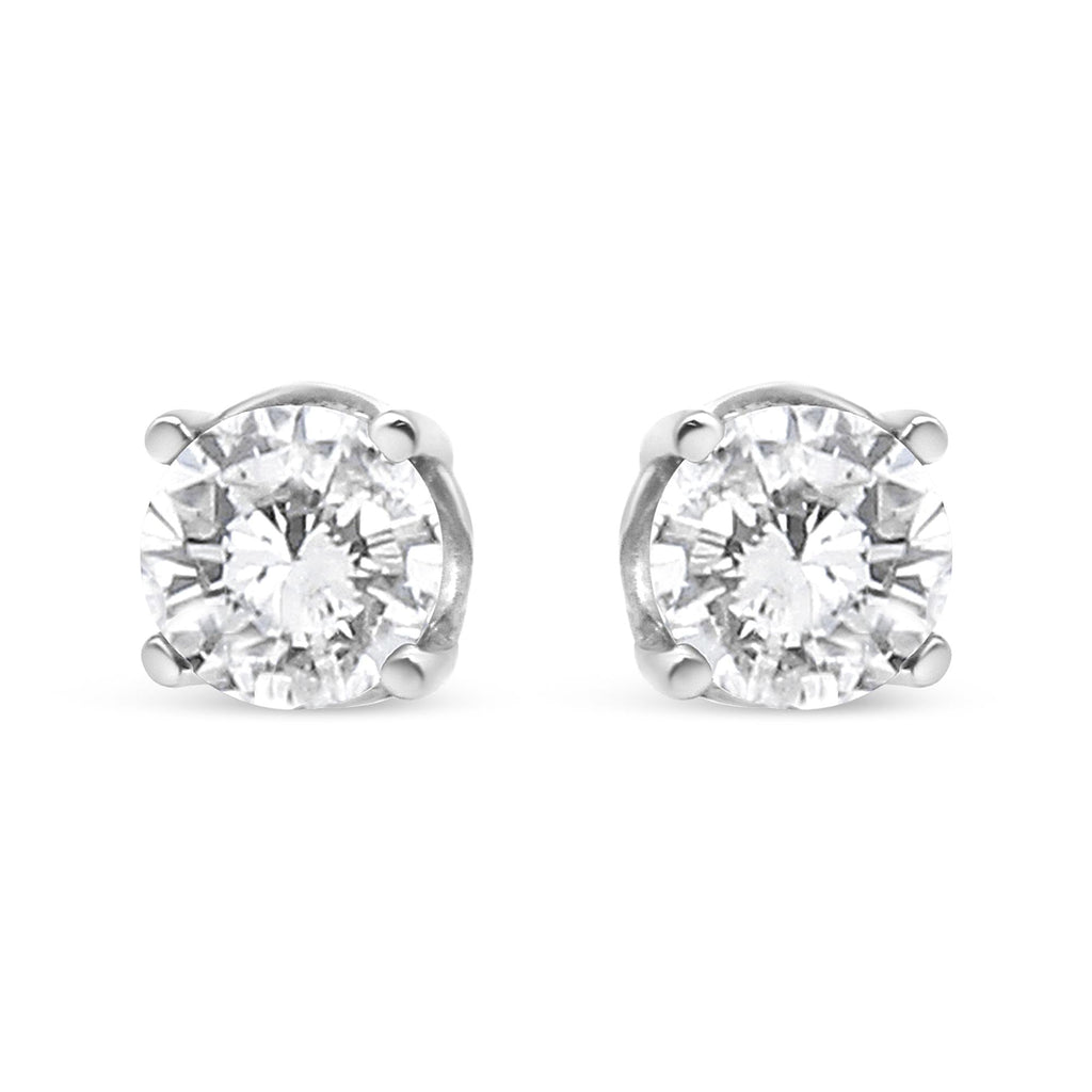 14K White Gold 3/4 Cttw Lab Grown Diamond 4-Prong Classic Stud Earrings (F-G Color, VS2-SI1 Clarity)