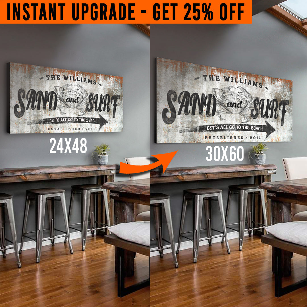 Upgrade Your 48x24 Inches 'Sand & Surf' (Style 2) Canvas To 60x30 Inches